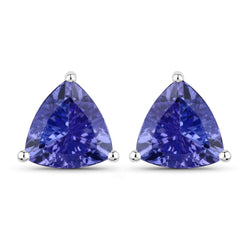 3.48 Carat Genuine Tanzanite 14K White Gold Earrings