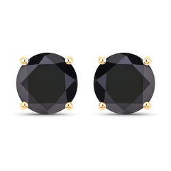 3.24 Carat Genuine Black Diamond 14K Yellow Gold Earrings