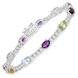 6.62 Carat Genuine Multi Stones .925 Sterling Silver Bracelet