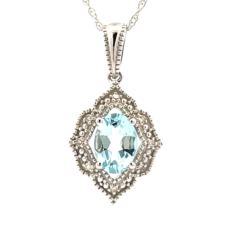 Aquamarine Diamond Fashion Pendants 10KT White Gold