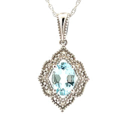 Aquamarine Diamond Fashion Pendants 10KT White Gold