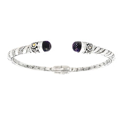 Amethyst Bangle Bracelet Sterling Silver 18KT Gold