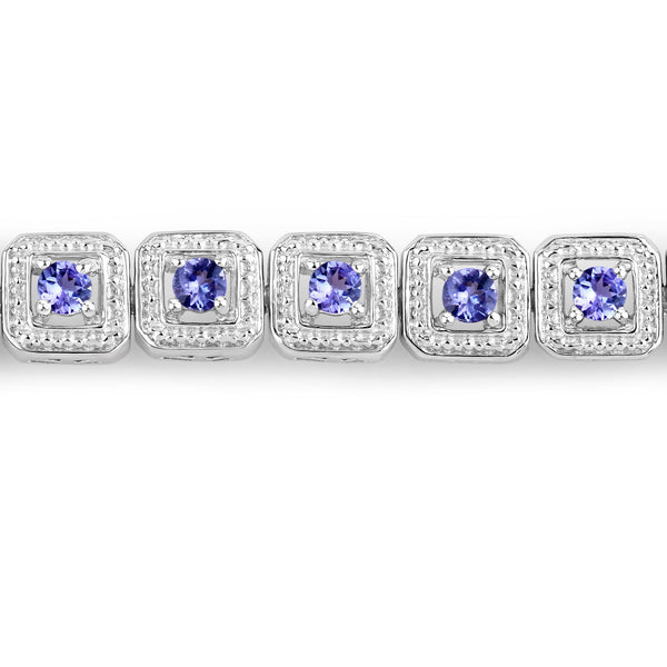 1.10 Carat Genuine Tanzanite .925 Sterling Silver Bracelet