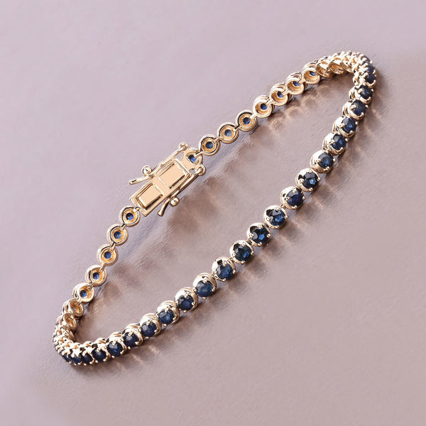 3.13 Carat Genuine Blue Sapphire 14K Yellow Gold Bracelet