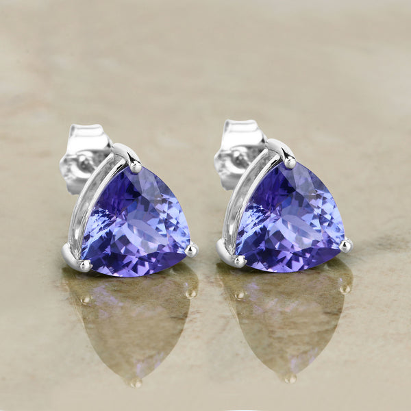 4.24 Carat Genuine Tanzanite 14K White Gold Earrings