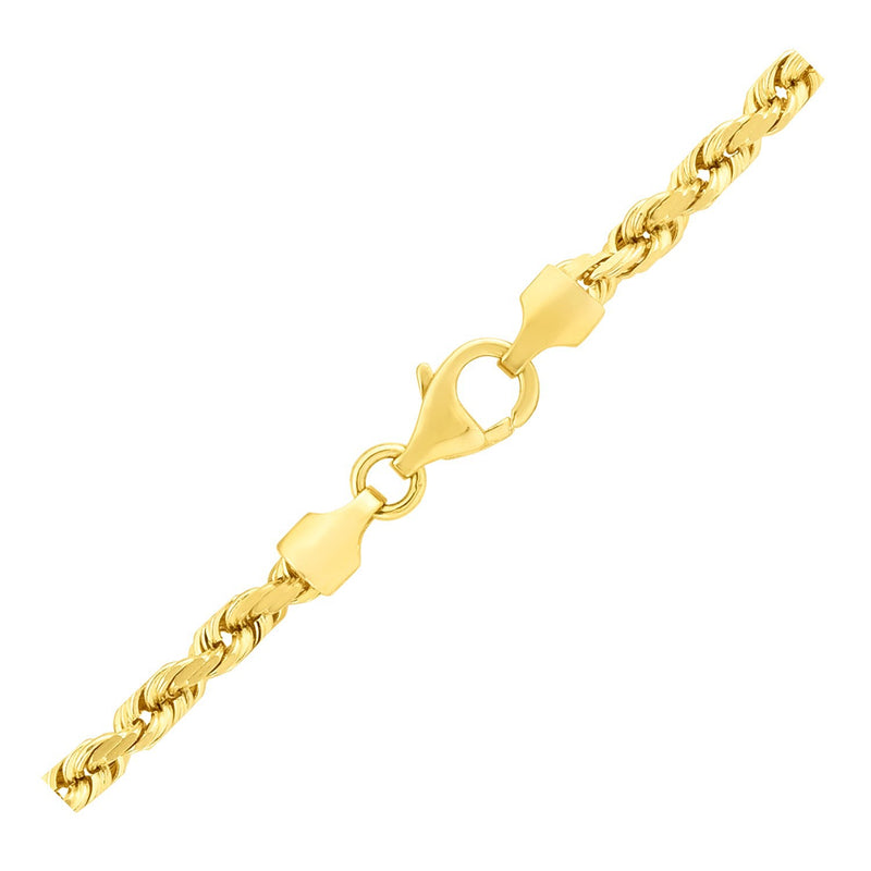 4.0mm 14k Yellow Gold Solid Diamond Cut Rope Bracelet