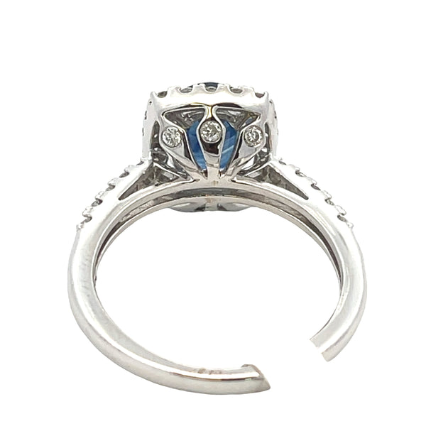 Natural 2.78ct Sapphire Diamond Ring 14KT White Gold