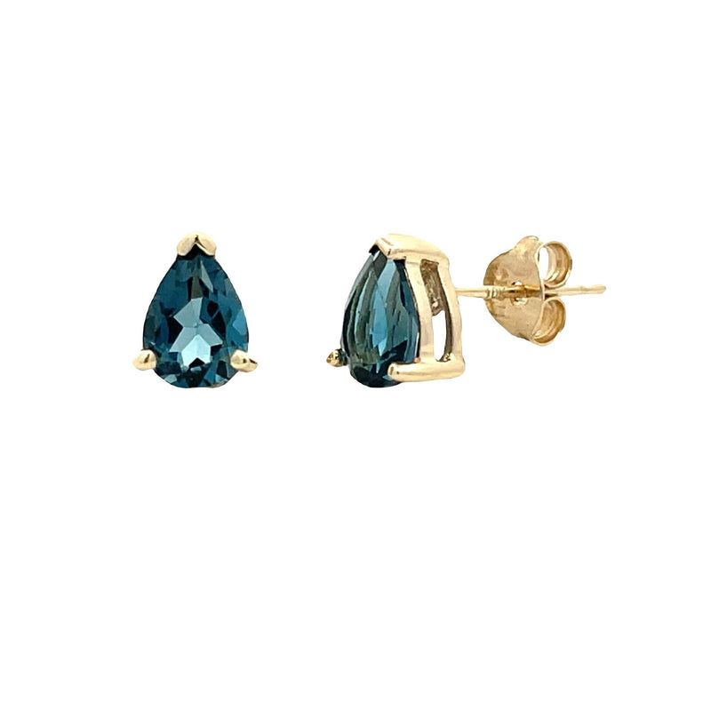 2.00ct London Blue Topaz Stud Earrings 10KT Yellow Gold