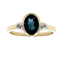 .61ct London Blue Topaz Diamond Ring 10KT Yellow Gold