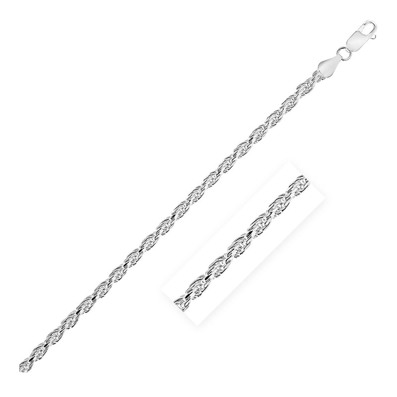 Sterling Silver 7.3mm Diamond Cut Rope Style Chain