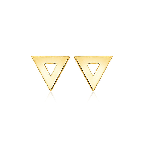 14k Yellow Gold Polished Open Triangle Post Earrings