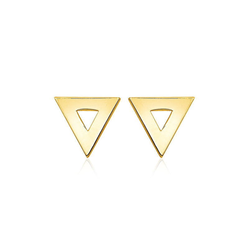 14k Yellow Gold Polished Open Triangle Post Earrings