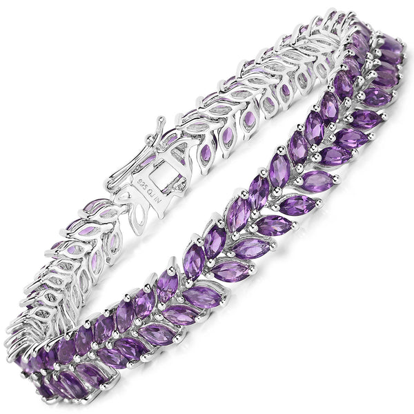 13.80 Carat Genuine Amethyst .925 Sterling Silver Bracelet