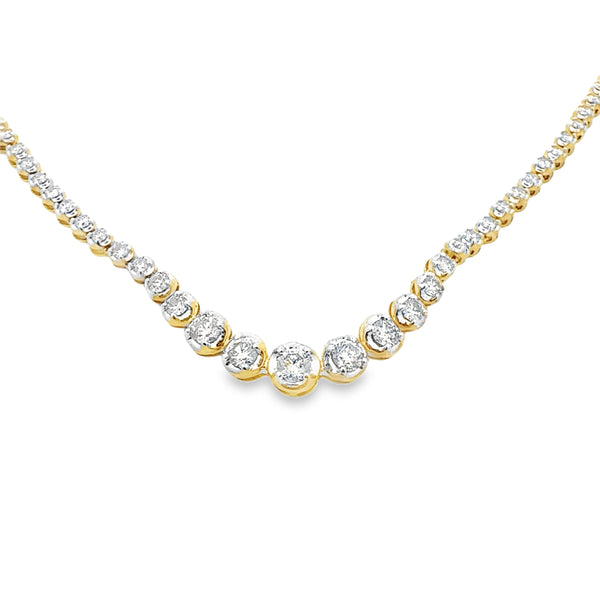 Genuine 2.00ct Diamond Tennis Necklace 10KT Yellow Gold