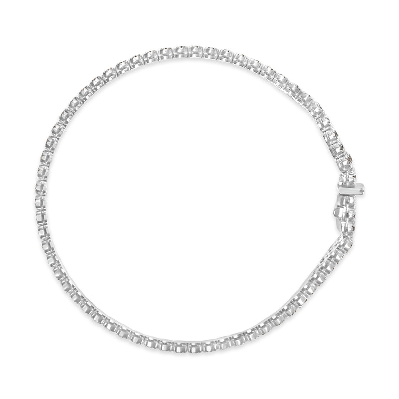 18K White Gold 5.00 Cttw Natural Diamond 3 Row Link Tennis Bracelet (G-H Color, VS1-VS2 Clarity) - 7.25" Inches