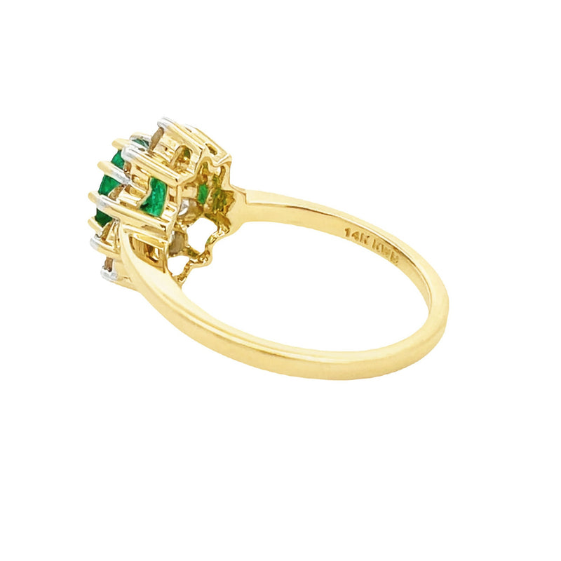 Genuine 1.13ct Emerald Diamond Ring 14KT Yellow Gold