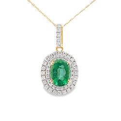 Emerald Diamond Fashion Pendants 14KT Yellow Gold