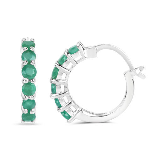 1.20 Carat Genuine Emerald .925 Sterling Silver Earrings