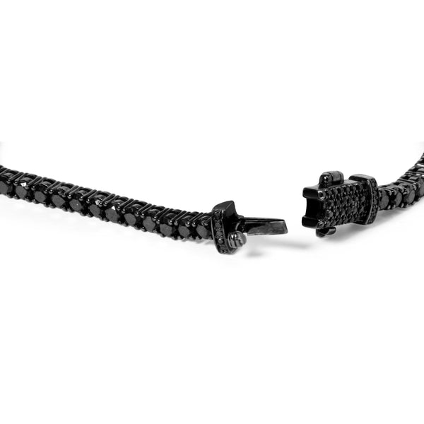 Black Rhodium Plated .925 Sterling Silver 5.00 Cttw Black Diamond Tennis Bracelet  (Black Color, I2-I3 Clarity) - 8.5 Inches