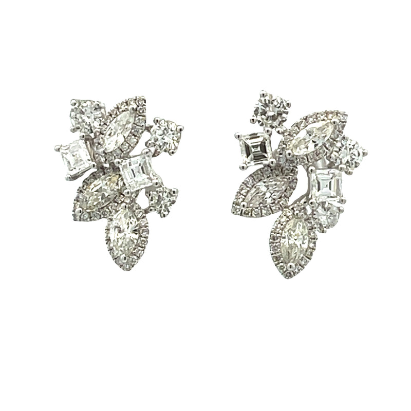 Genuine 3.02ct Diamond Earrings 18KT White Gold