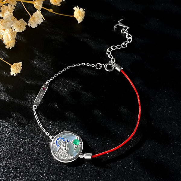 925 Sterling Silver Red String Bracelets with Emerald Gemstones for Women