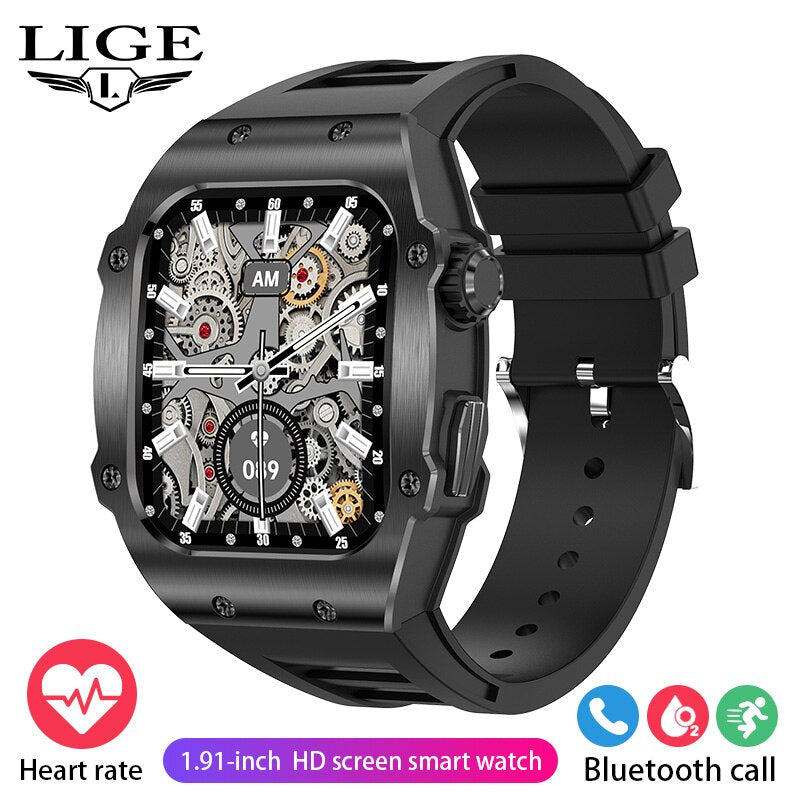 Stainless Steel 1.91inch AMOLED Touchscreen Waterproof Smartwatch with Bluetooth Calling for Men