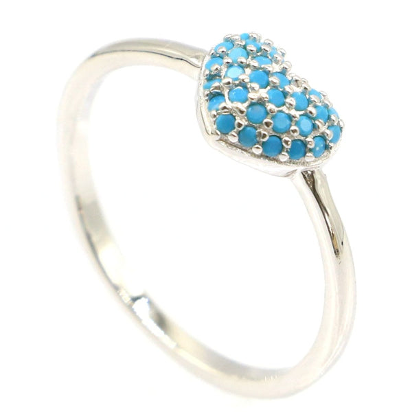 925 Sterling Silver Blue Turquoise Heart Ring for Her