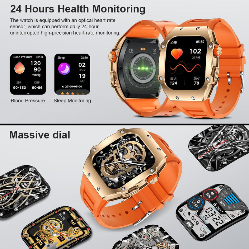 Stainless Steel 1.91inch AMOLED Touchscreen Waterproof Smartwatch with Bluetooth Calling for Men