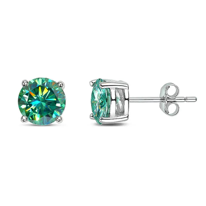 Sterling Silver Plated with 18k White Gold D Color Moissanite Earrings for Women