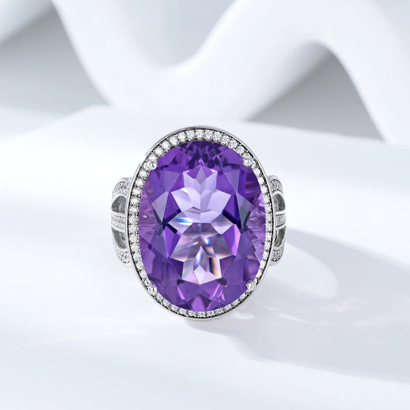 Sterling Silver Amethyst Engagement Ring for Women