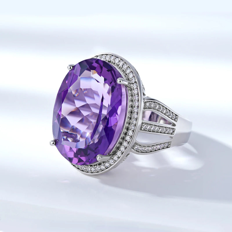 Sterling Silver Amethyst Engagement Ring for Women