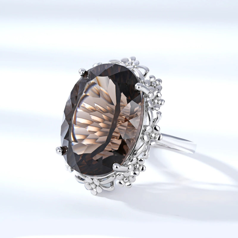 925 Sterling Silver Smoky Quartz Ring for Women