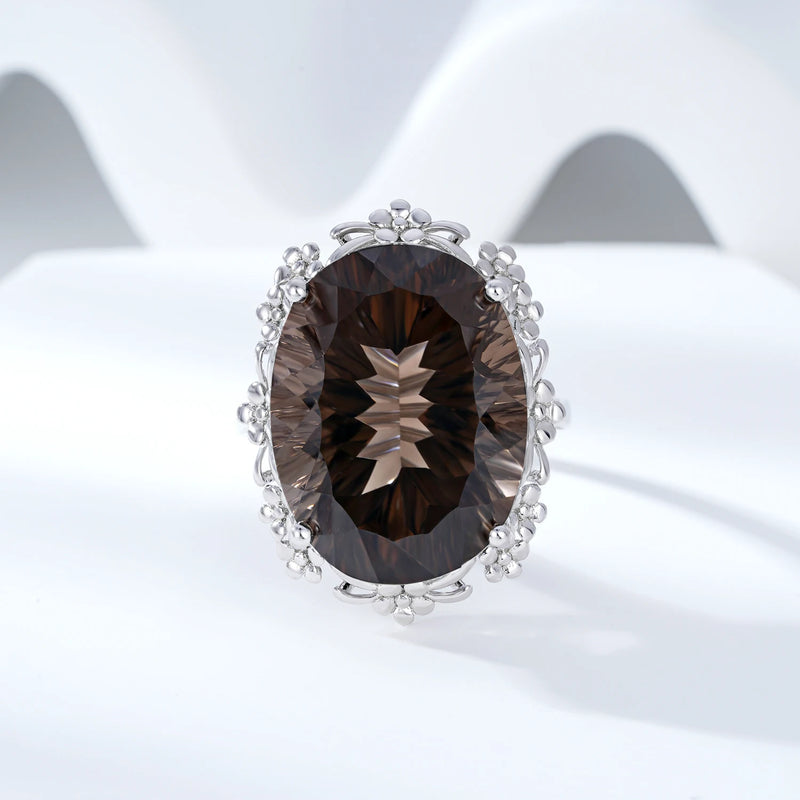 925 Sterling Silver Smoky Quartz Ring for Women