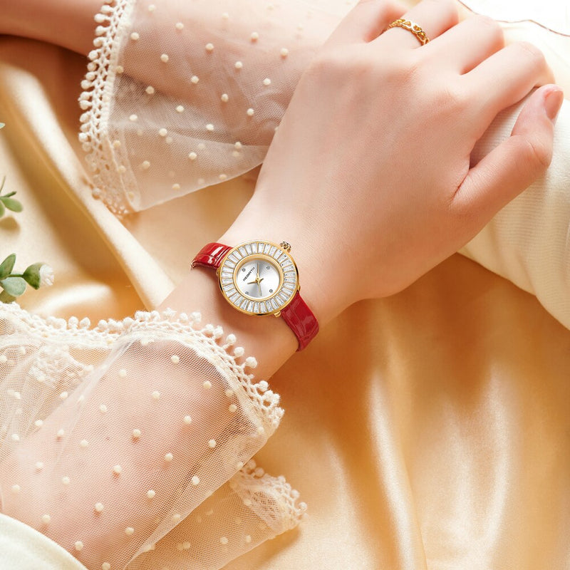 Stainless Steel Zircon Shiny Mesh Watch for Women