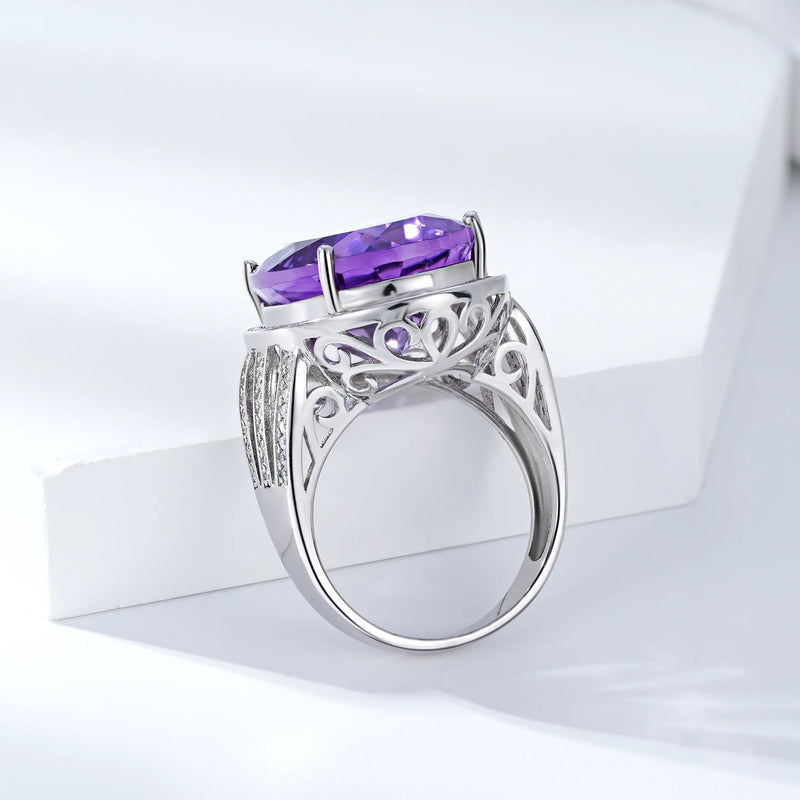 Sterling Silver Amethyst Engagement Ring for Women