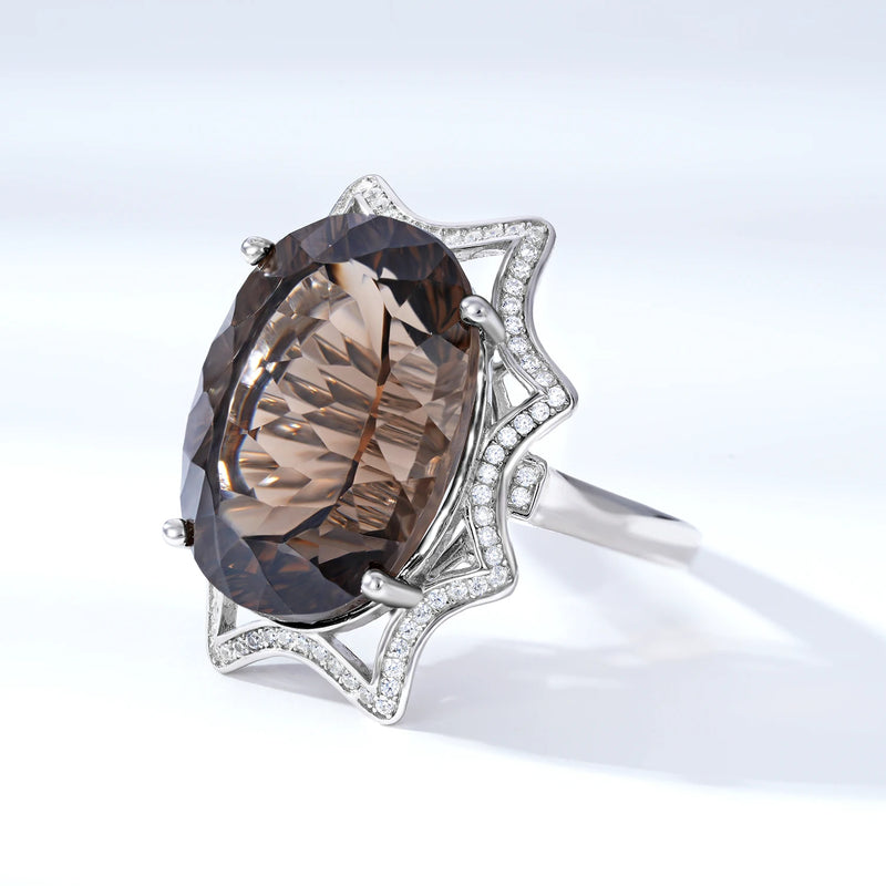 Sterling Silver Smoky Quartz Ring for Women