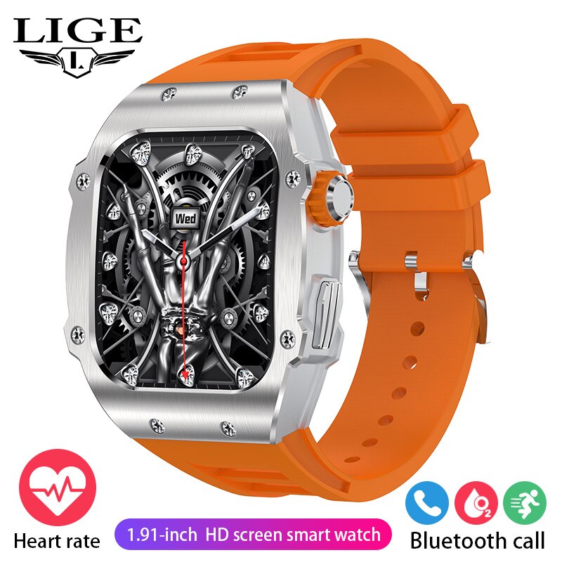 Stainless Steel 1.91inch AMOLED Touchscreen Waterproof Smartwatch with Bluetooth Calling for Men