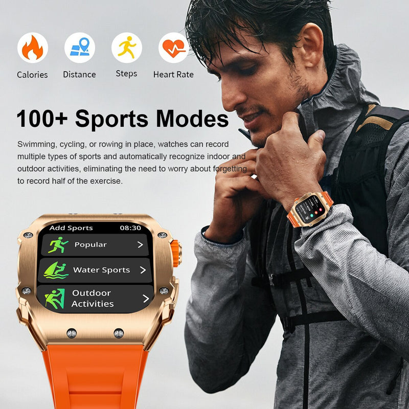 Stainless Steel 1.91inch AMOLED Touchscreen Waterproof Smartwatch with Bluetooth Calling for Men