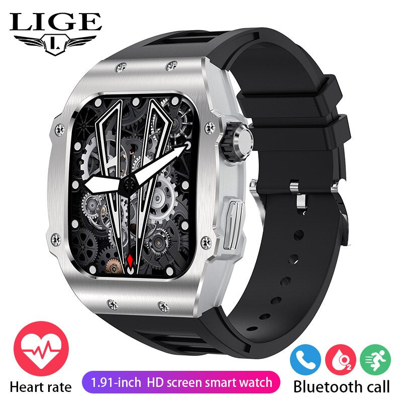 Stainless Steel 1.91inch AMOLED Touchscreen Waterproof Smartwatch with Bluetooth Calling for Men