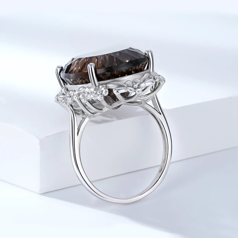 925 Sterling Silver Smoky Quartz Ring for Women