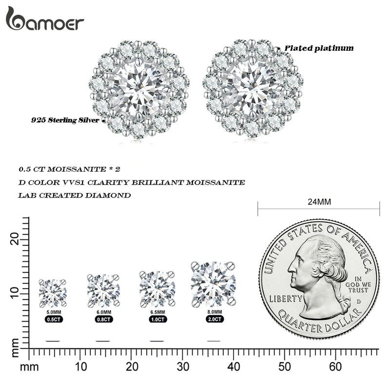 925 Silver Moissanite Stud Detachable Flower Earrings for Women