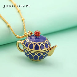 Gold Plated Copper Enamel Teapot Pendant Necklace for Women