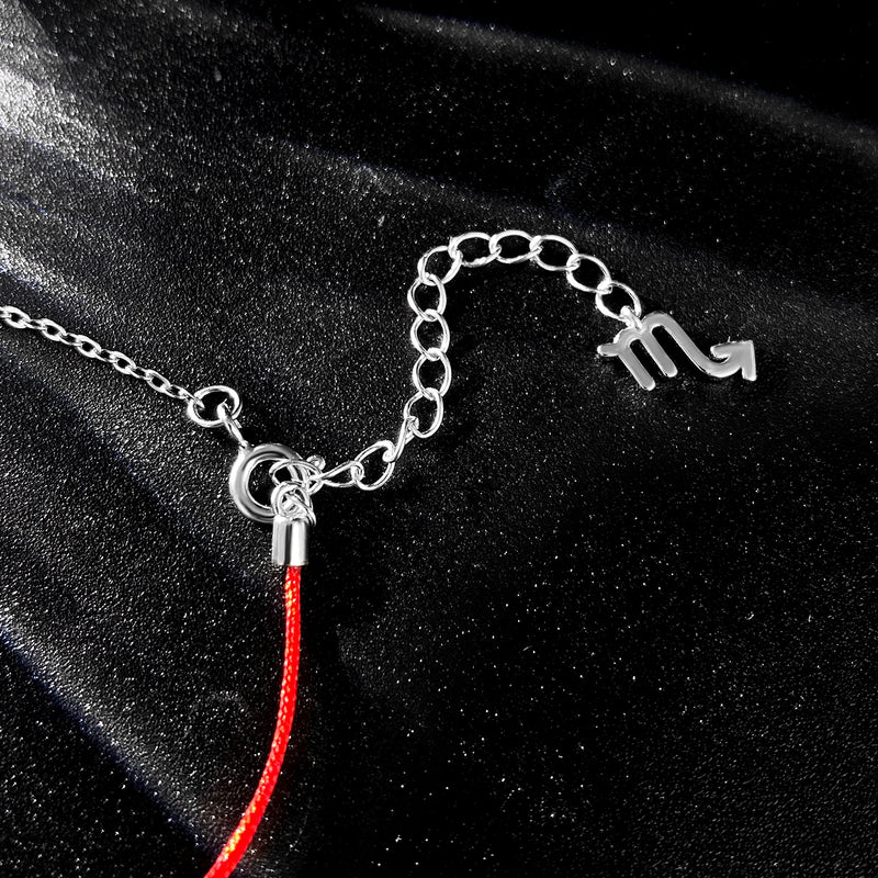 Sterling Silver Red String Emerald Friendship Bracelet for Women