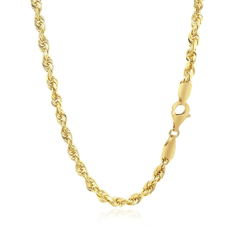 4.0mm 10k Yellow Gold Solid Diamond Cut Rope Chain