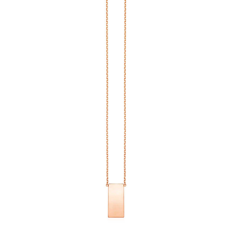 14k Rose Gold Necklace with Polished Bar Pendant