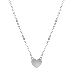 14k White Gold Polished Mini Heart Necklace