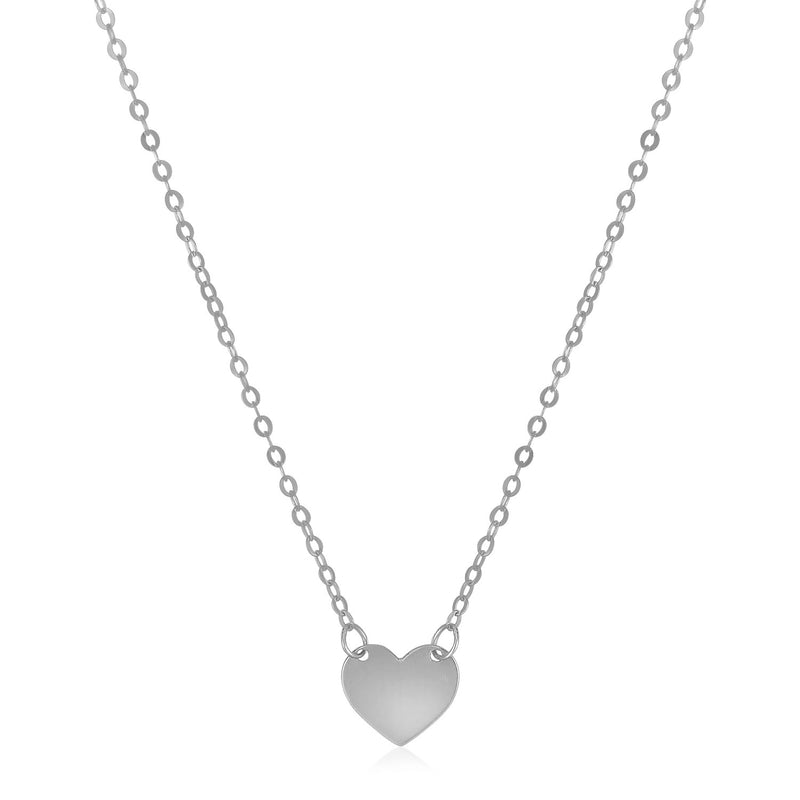 14k White Gold Polished Mini Heart Necklace