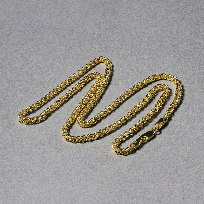 14k Yellow Gold 2.8mm Light Weight Wheat Chain