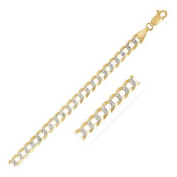 3.6 mm 14k Two Tone Gold Pave Curb Chain