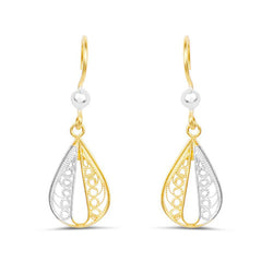 "Woven Earrings, Handmade Wire Wrapped Two-Tone Sterling Silver Woven Earrings